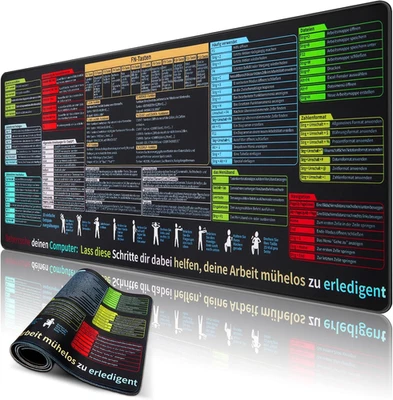 Excel Mousepad Deutsch 800 X 300Mm, Gaming Mousepad XL Desk Pad Groß Mauspad Bür - Bild 1 von 4
