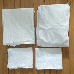 Lauren Ralph Lauren Double Full Sheet Set 4 Pieces Blue Swiss Dots Cotton - Picture 1 of 11