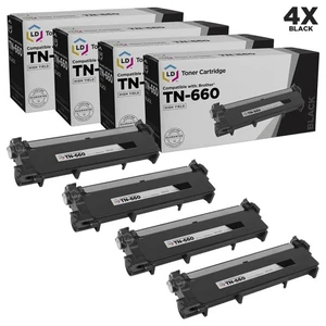 LD 4pk Comp Black Laser Cartridge for Brother Toner TN660 TN-660 MFC-L2685DW - Picture 1 of 9