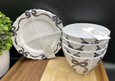 Bella Lux Black & White Coquette Bows Appetizer Plates/Dipping Bowls (SET OF 8) - Image 1 of 4