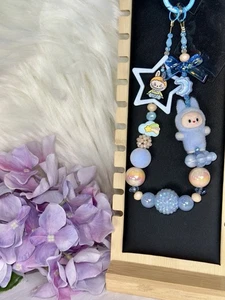 Blue Moon Stars Fluffy Labubu Handmade Phone Chain Hand-Painted Beads, & More! - Photo 1 sur 7