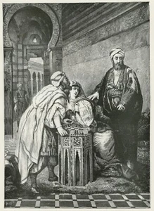 Juego de ajedrez Sultán Saladino y Hermana Sittah 1892 grabado vintage en blanco y negro impresión artística - Imagen 1 de 4