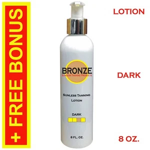 BRONZE - Sunless Self Tanning Lotion - DARK - 8 oz + Best Tanner Mitt - Picture 1 of 11