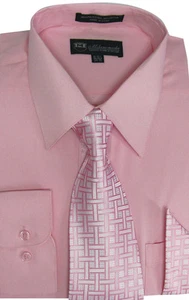Camisa de moda para hombre, 35 % algodón 60 % poliéster corbata con hanky color rosa SG21A - Imagen 1 de 2
