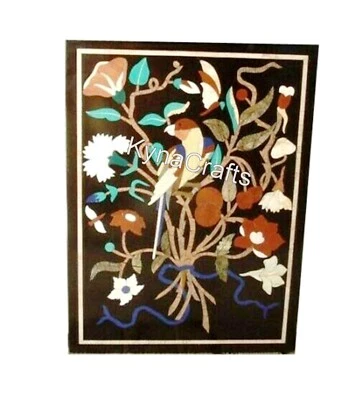 18 x 24 Inches Marble Coffee Table Top Nature Pattern Inlay Work Corner Table - Image 1 of 4