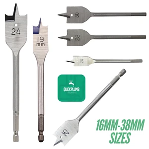 Flat Drill Bit High Quality Polished Steel For All Wood - All Sizes 16mm-38mm - Picture 1 of 12