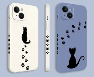 Black Cat Paw Print Pet Chat Coque Cover Case For Iphone 15 Pro Max 14 13 12 11 - Photo 1 sur 5