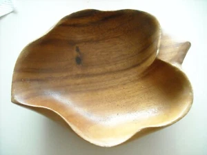 leaf dish monkey pod wood Hawaii vintage - Picture 1 of 1