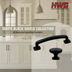 Tiradores de gabinete negro mate *Colección de escudo* perillas de manija de baño de cocina granja - Imagen 1 de 14