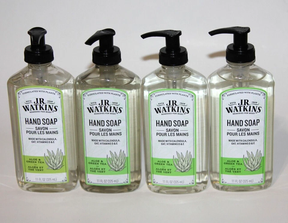 LOT (4) JR WATKINS HAND SOAP ALOE & GREEN TEA 11 FL OZ PUMP - Image 1 of 1