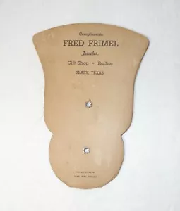Fanático de mano de publicidad vintage Fred Frimel joyero Sealy Texas Austin County - Imagen 1 de 6