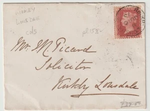 1873 KIRKBY LONSDALE CDS CANCELACIÓN 1d PLACA 158 USADO CUBIERTA LOCAL PICARD WESTM'D - Imagen 1 de 3