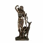 Artemis Diana Greek Goddess With Deer Cold Cast Bronze Statue Figurine 9.85''