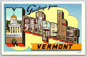 Postkarte Grüße aus Montpelier Vermont Großbrief Leinen - Bild 1 von 2