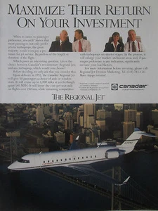 3/1991 PUB BOMBARDIER CANADAIR REGIONAL JET BUSINESS JET BIZJET ORIGINAL AD - Foto 1 di 1