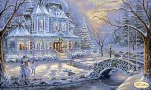 Victorian Christmas Bead Embroidery Scheme on Canvas DIY Printed Pattern ta-209 - Picture 1 of 10