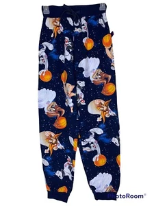 Loonie Tunes Space Jam Pajama Bottoms Youth Size Small Retro Jogger Pants 26X26 - Picture 1 of 12
