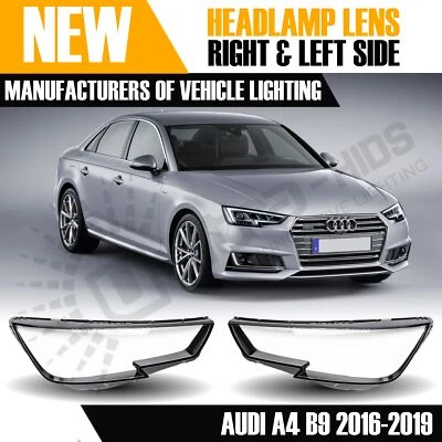 FOR AUDI A4 S4 B9 Facelift LEFT OR RIGHT SIDE FRONT HEADLIGHT LENS COVERS 16-19 - Image 1 of 4