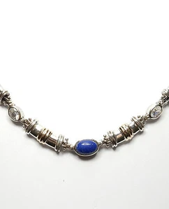 Lapis Collarette Choker Halskette 925 Sterling Silber & klar CZ 56g - Bild 1 von 11