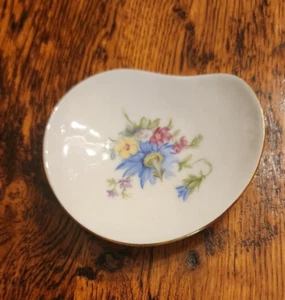 HERTEL JACOB Porcelain Butter Pat Oval Multi Color Wild Flowers 3" Germany - Picture 1 of 2