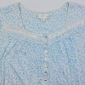 Eileen West Nightgown 100% Cotton Leafy Vines Print Women's Large Ribbon Details - Picture 1 of 8