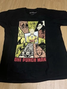 One Punch Man anime manga black t-shirt Size Medium - Picture 1 of 3
