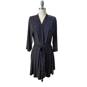 Rene Rofe Women's Robe Size L Black White Grey White Polka Dot - Picture 1 of 6