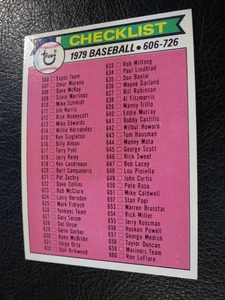 1979 Topps Baseball Set #669 Topps Checklist #'s 606-726, EXMT/NRMT - Bild 1 von 5