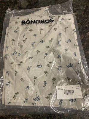 Bonobos Stretch Chino Tech Shorts 46”x 7”inseam B&T Green With Palm New V687 - Image 1 of 4