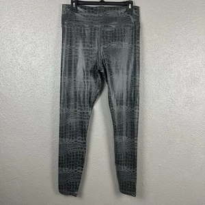 Zyia Active Sz 14-16 Black Gray Armour Faux Leather Croc Light N Tight Leggings - Picture 1 of 10