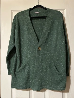 Кардиган женский J. Jill размер M на одной пуговице свитер с пятнами зеленый хлопок ангора - Изображение 1 из 4
