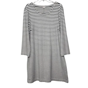 J.Crew Women’s Dress Classic Black & White Stripes 3/4 Sleeve XL Stretch Cotton - Picture 1 of 16