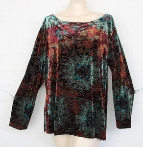 Chico's Design 3 XL 16 18 Burn-out Velvet Celestial Nights Jewel Tone Top - Bild 1 von 6