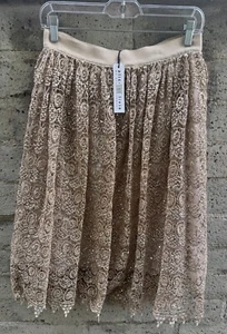 Alice + Olivia Almira Gold Lace Sequin Embroidered Midi Skirt Womens Gold Size 6 - Picture 1 of 13