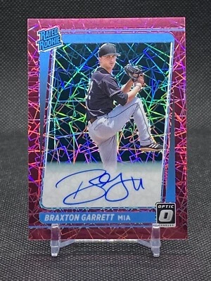 2021 Donruss Optic Braxton Garrett Rated Rookie Pink Velocity Auto / 75 Card - Image 1 of 2