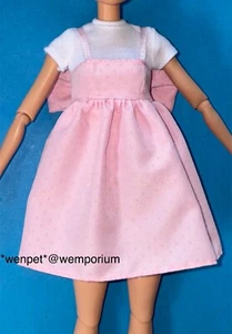 Barbie vestito e top rosa bianco dettaglio fiocco vestiti moda bambola - Foto 1 di 4