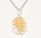 Yellow quartz caged tumbled stone on 28 inch stainless steel chain