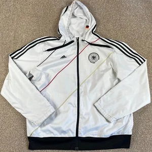 Adidas Jacket Mens L Large White Germany National Team Hooded Casual Full Zip - Picture 1 of 15