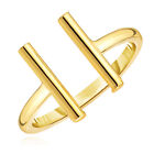 14K Yellow Gold Modern Double Bar Stackable Open Ring
