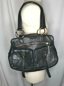 Bulga Black Leather Dual Strap and Compartment Purse - Picture 1 of 9