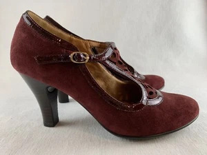 Söfft Women's US 6 EU 36.5 Red Burgundy Suede Mary Jane 3" Heels Cutout Shoes - Picture 1 of 9