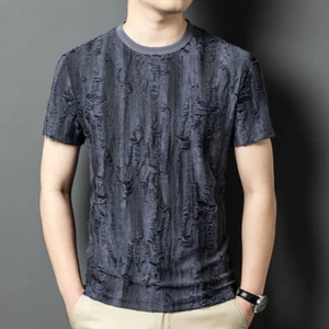 Neu Große Größen Herren Freizeit Kurzarm T-Shirt Plus Fett Sommer Jacquard Tops - Bild 1 von 11