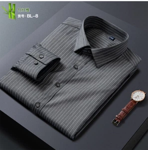 Mens Clothes Shirts Formal Dress Shirts Long Sleeves Business Strips Casual Tops - Picture 1 of 23