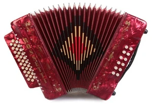 Acordeón diatónico Rossetti 3112 GCF Sol 31 botones - rojo con correas, estuche rígido - Imagen 1 de 3
