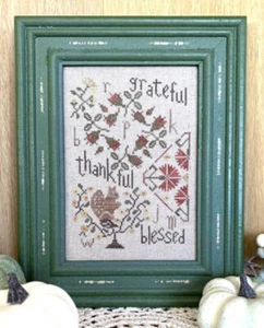 GRATEFUL QUAKER CROSS STITCH SAMPLER CHART-FROM THE HEART NEEDLEART BY WENDY - Picture 1 of 1