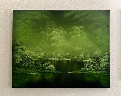 Bob Ross Style Forest Pond Swamp Wetland landscape oil painting 16x20 - Image 1 of 4