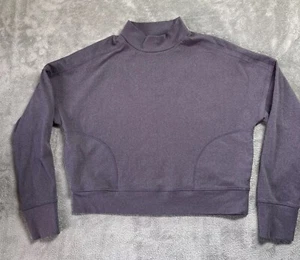 Zobha Women's Purple Athletic Semi-Cropped MockNeck Sweatshirt Size M Pockets - Picture 1 of 11