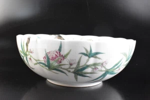 U748: Chinese Colored porcelain Peach Muffle painting Kashiki DESSERT BOWL/dish - Picture 1 of 9