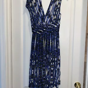 New Tracy Reese Blue/black/white Print Sleeveless Dress Size S - Picture 1 of 8