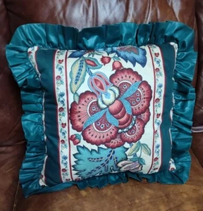 Waverly Pinehurst Jacobean Print Handmade Throw Pillow Multicolor 16" X 16" Sq - Picture 1 of 11